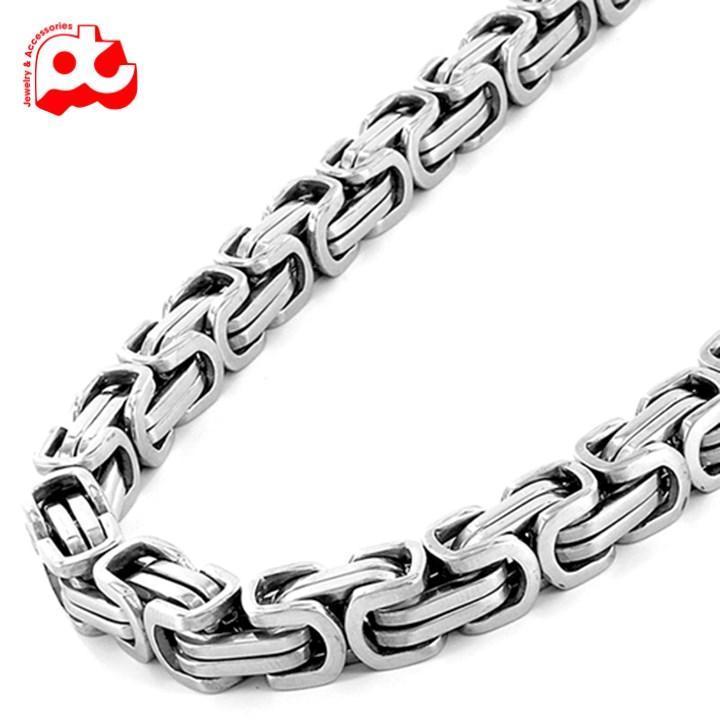 Dây chuyền nam titan cao cấp thép không gỉ ziczac trangsucpt kích cỡ 9mm màu trắng PTDCNA26