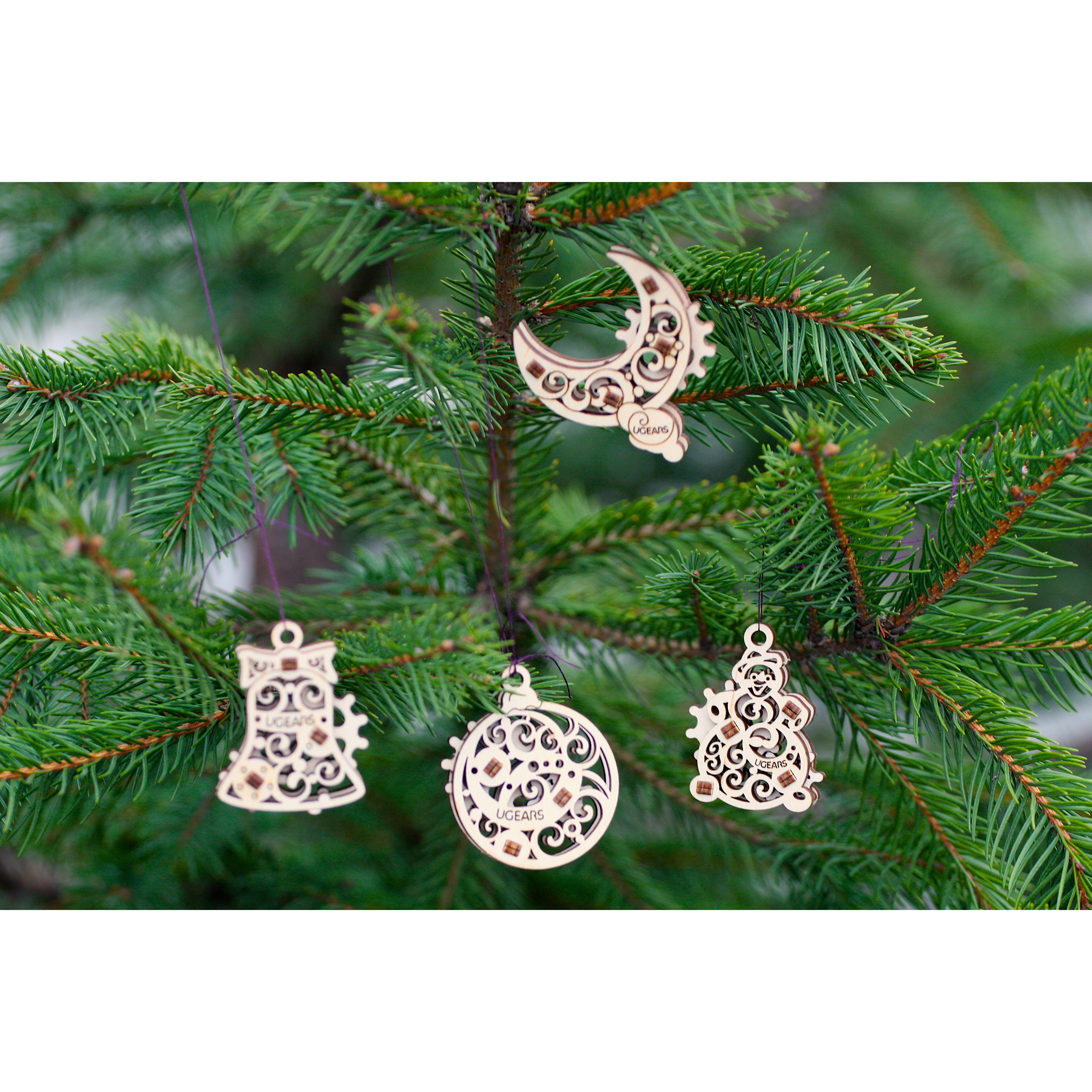 Mô Hình Gỗ Cơ Khí - U-Fidgets-Gearsmas - Set 4 tấm Trang trí Noel, sản phẩm chính hãng Ugears, nhập khẩu nguyên bộ từ EU, Fidget, DYI