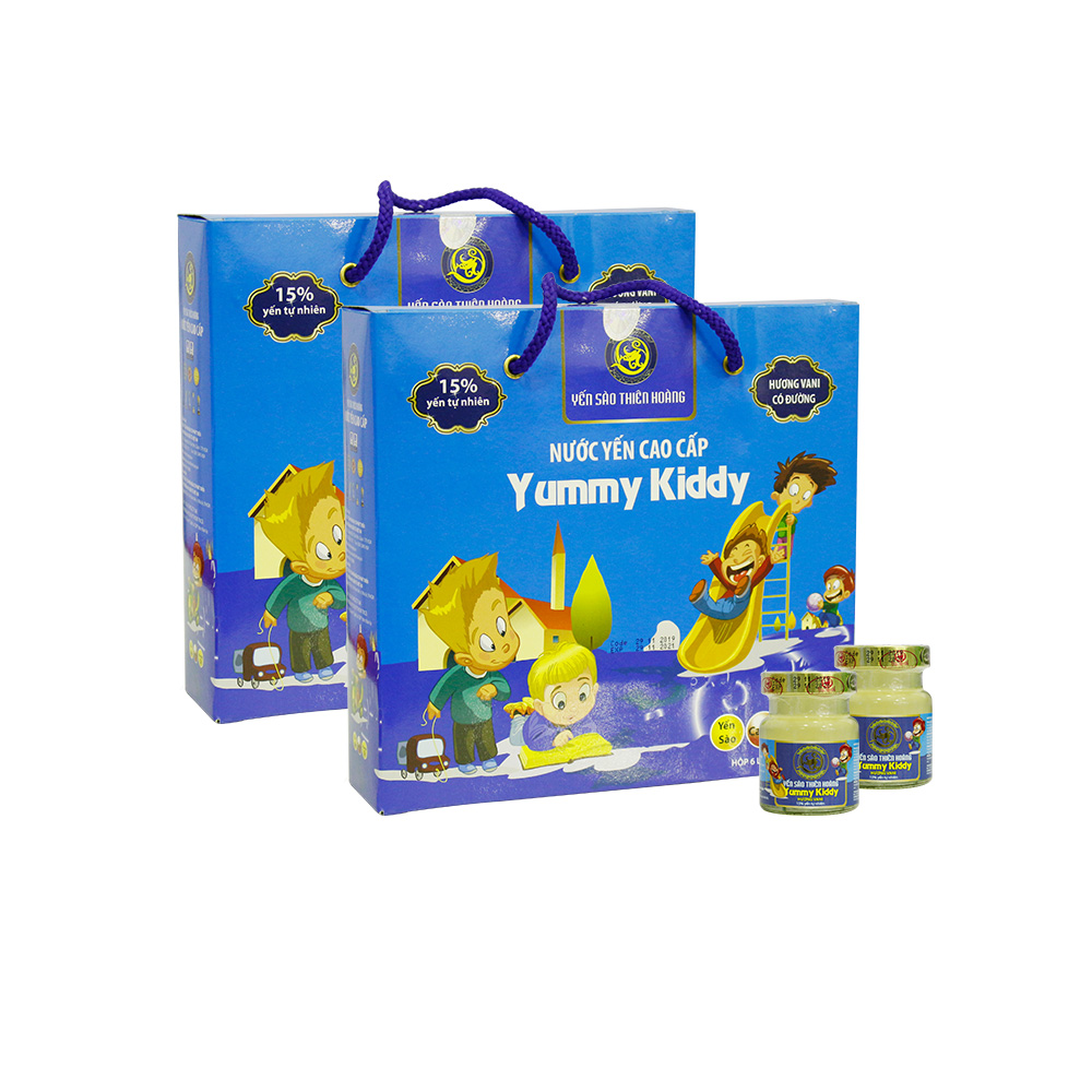 [ Combo 5 Hộp ] Yến Yummy Kiddy Hương Vani Thiên Hoàng (6 Lọ/Hộp) - Tặng 2 Khăn Đa Năng Hàn Quốc