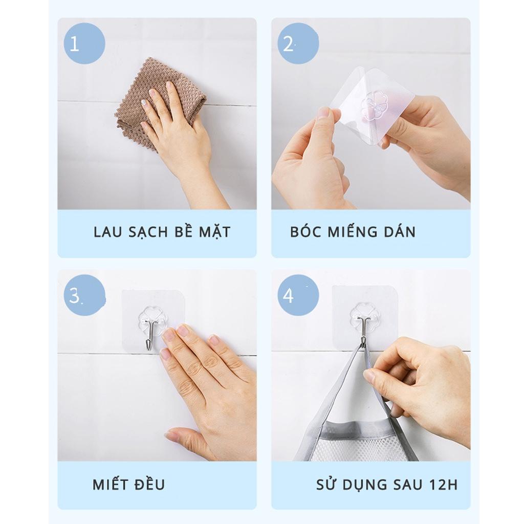 Giỏ đựng đồ giặt túi lưới móc dán không cần đục lỗ treo phòng tắm (TL33)