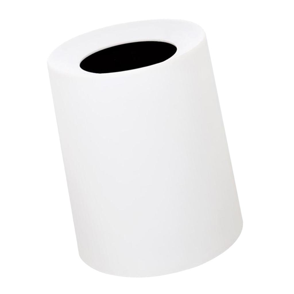 Waste Basket Bathroom Trash Can Round Office hide Bag 8L white