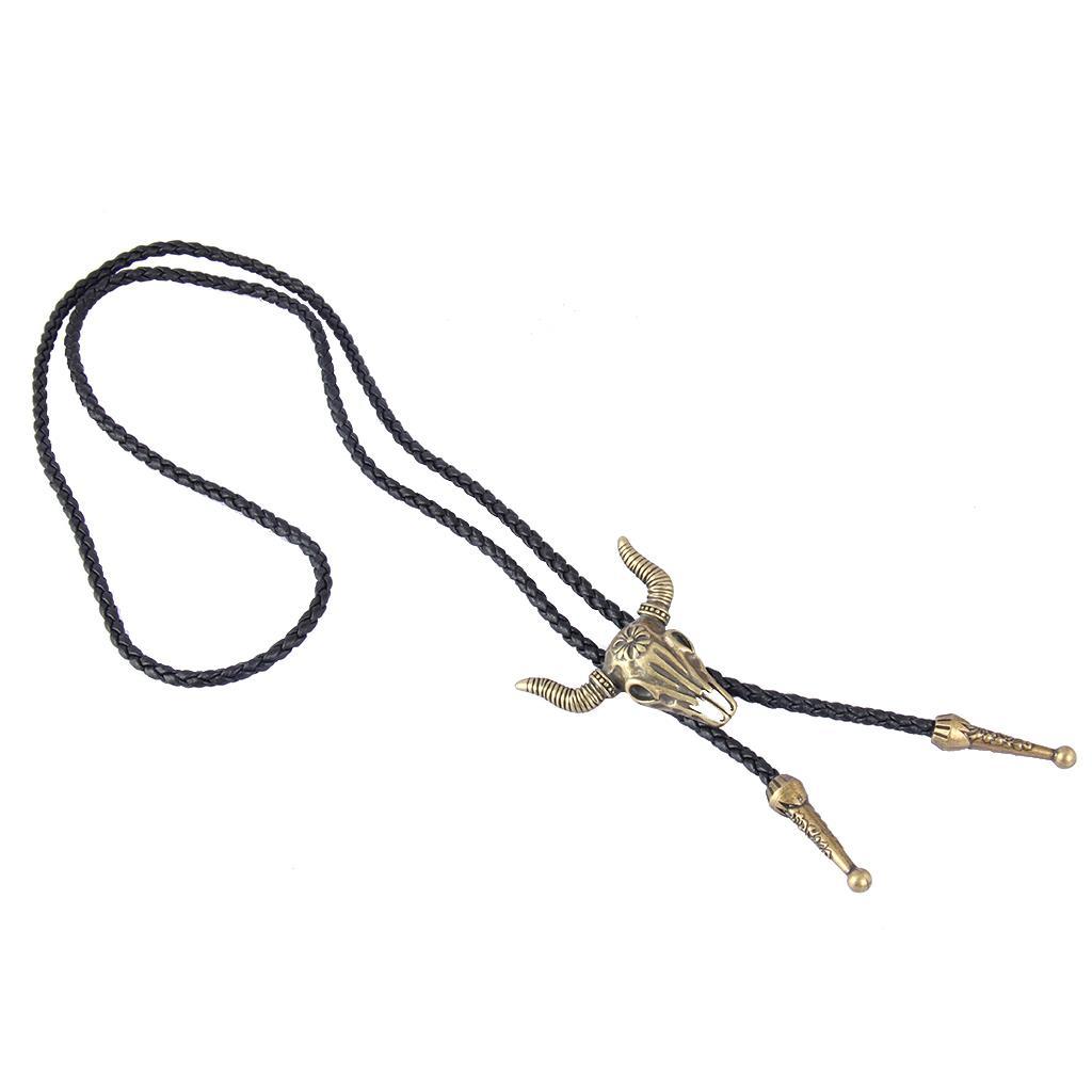 Western Cowboy Bolo Tie Rodeo  Leather Cord Pendant Necklace