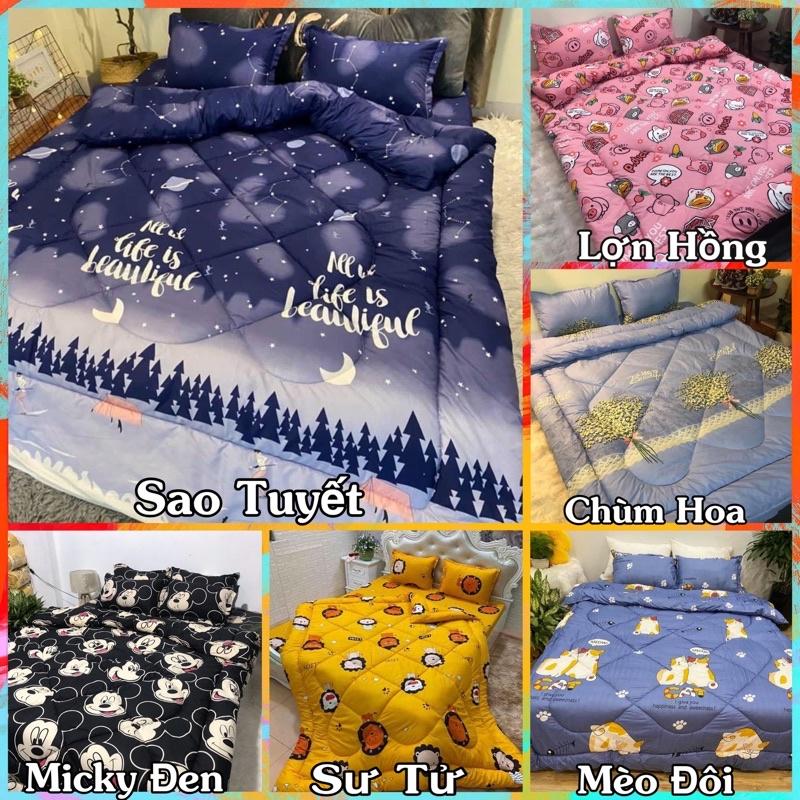 Trọn Bộ Chăn Phao 5 Món Ga Gối Poly loại 1 Chăn Bông Dày Như Hình