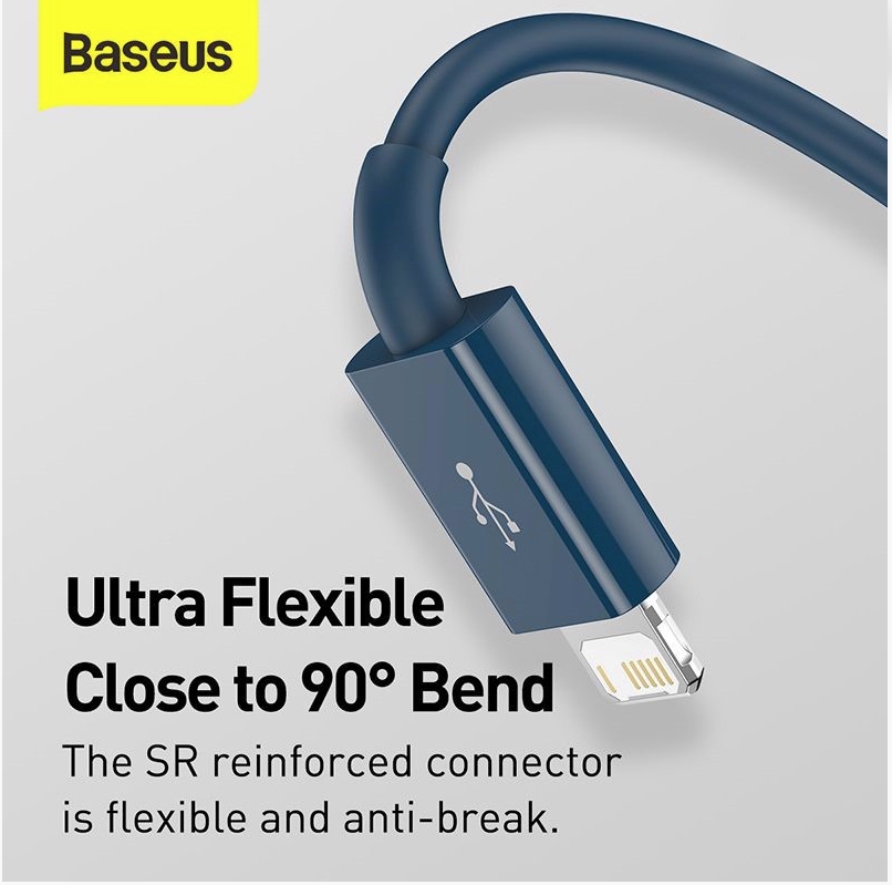 Cáp sạc 3 đầu Baseus Superior Series 3 in 1 (USB to Type C+ Light + Micro USB, 3.5A/ 1.5m, TPE Fast Charging Data Cable) màu xanh- hàng chính hãng