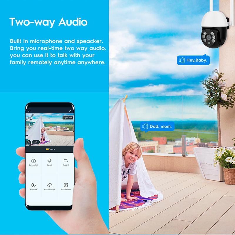 Camera WiFi không dây Camera tại nhà trong nhà và ngoài trời không thấm nước Máy ảnh giám sát PTZ Máy ảnh giám sát bảo mật