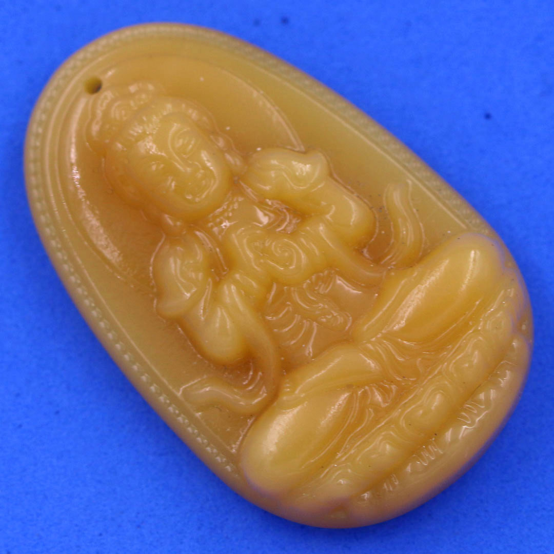 Mặt Phật Đại nhật như lai đá thạch anh vàng 3.6 cm kèm móc và dây chuyền inox, Mặt Phật bản mệnh