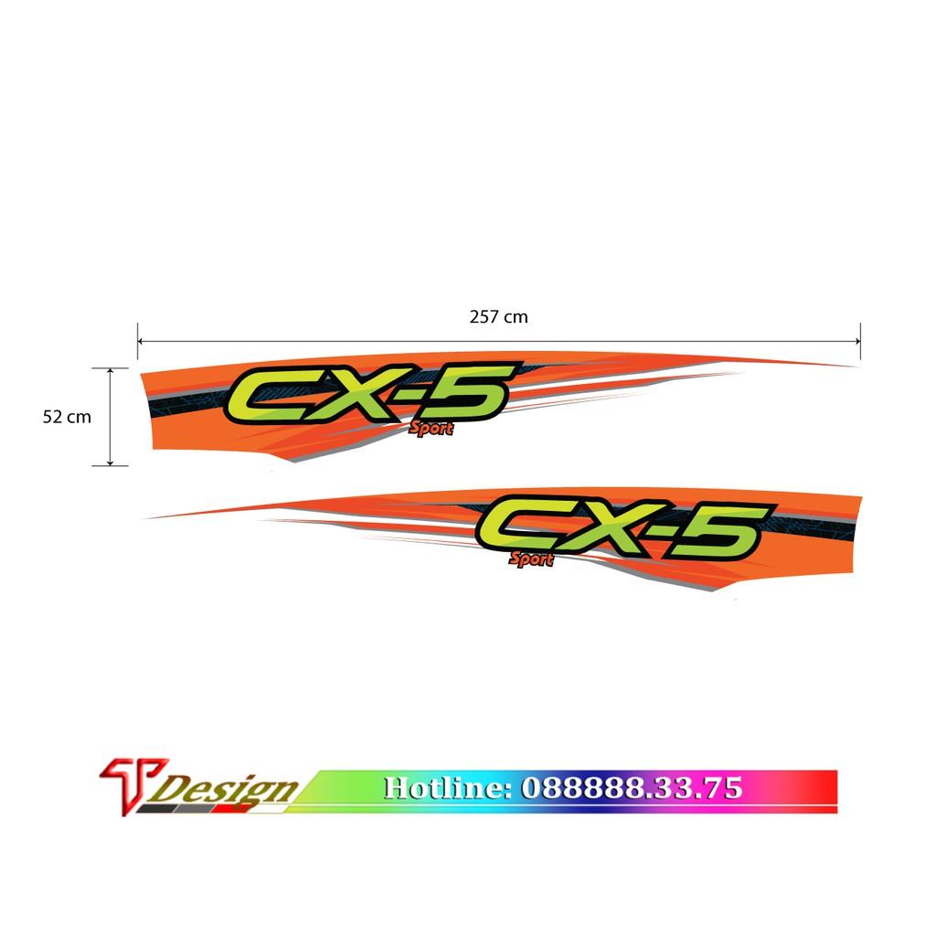 Mẫu tem xe thiết kế, tem dán sườn cho xe CX5, xe Mazda WRAP 54, KT 257x52cm