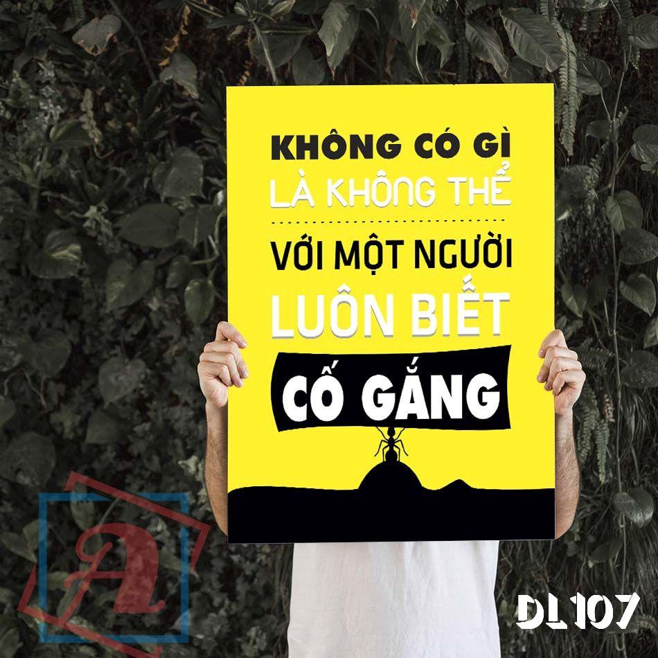 Tranh động lực trang trí văn phòng làm việc - Không có gì là không thể với một người luôn biết cố găng - DL107