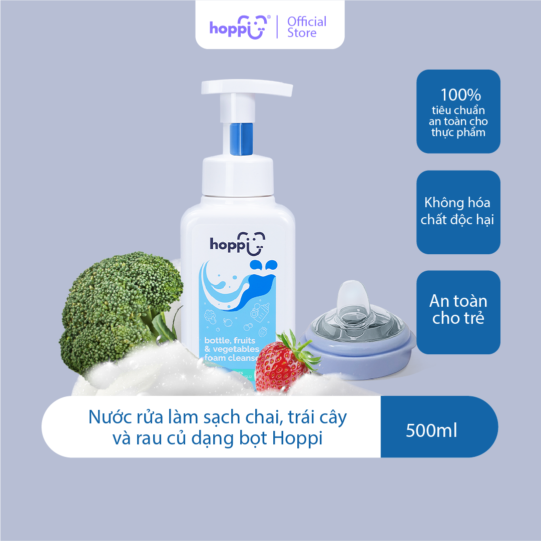 Nước rửa bình sữa và trái cây rau củ Hoppi 500ml