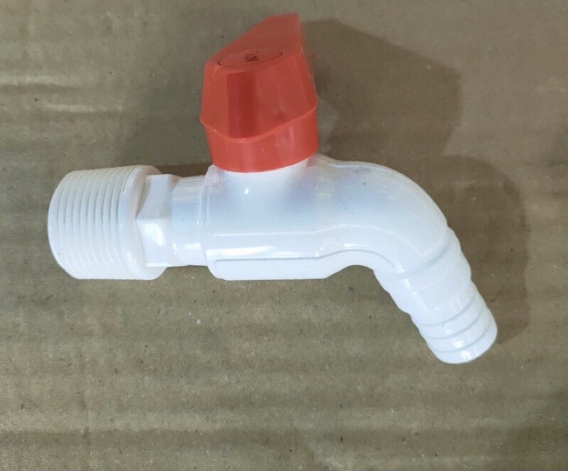 Vòi hồ tay gạt nhựa đỏ ren 21mm
