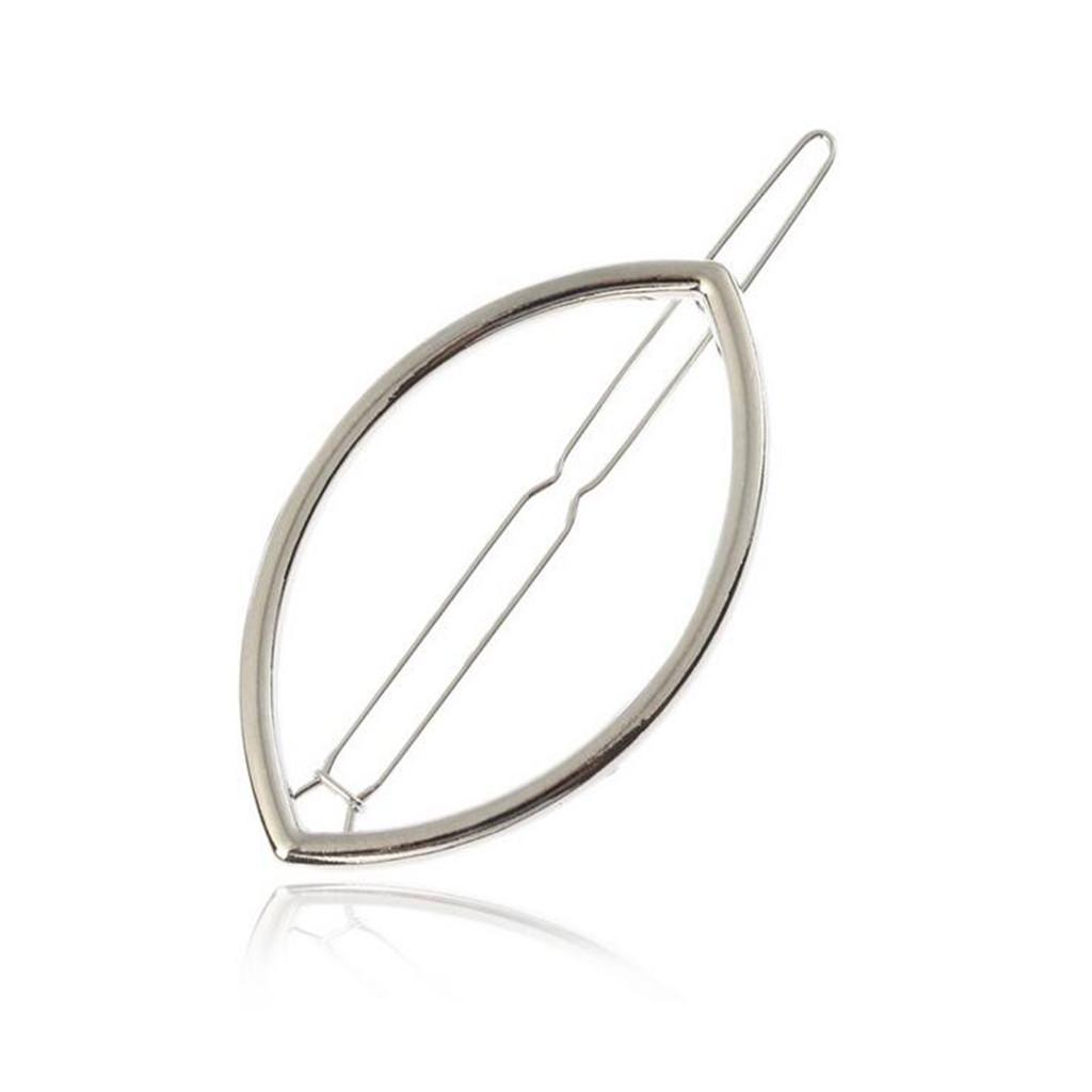 2x Geometric Hairpin Clip Delicate Alloy Oval Snap Clip for Hair Ladies Hairstyle