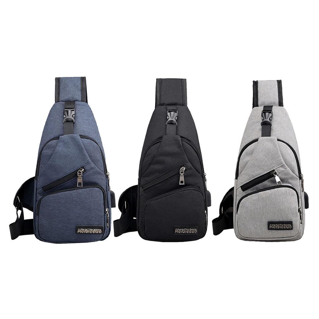 3Pack Mens Sling Bag Chest Pack USB Charging Port Anti Theft Lightweight Bag