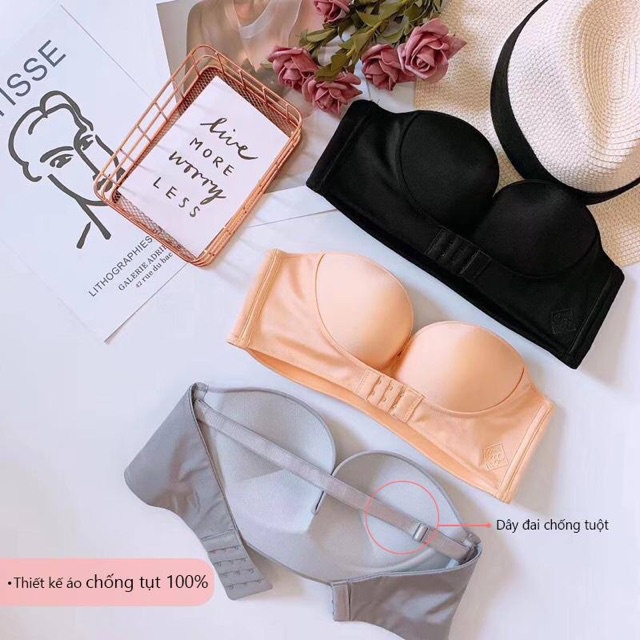 Áo ngực không dây cài trước - áo ngực chống tụt, áo cup ngực không dây AS052 mặc áo hở vai, đầm maxi