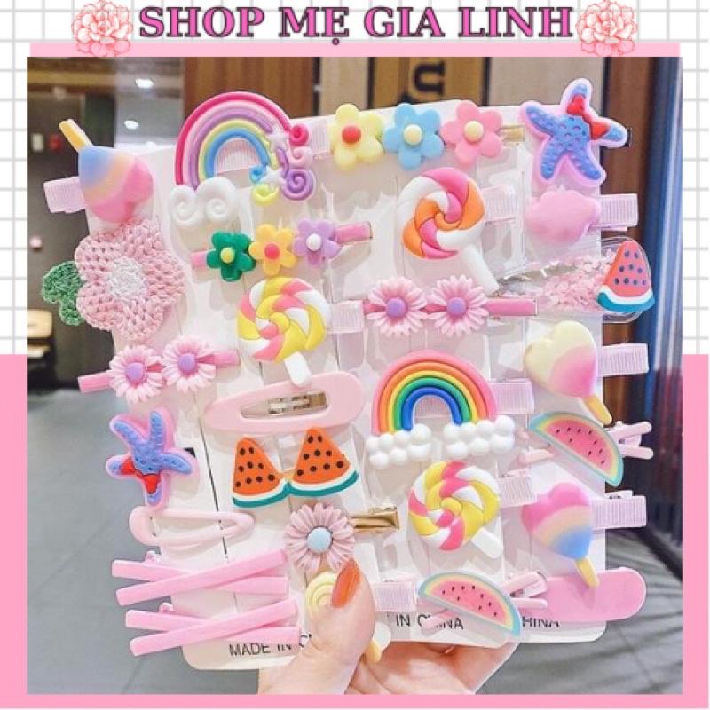 Set Kẹp Tóc 14 Món Nhiều Hình Kute Cho Bé Gái siêu cute, dễ thương