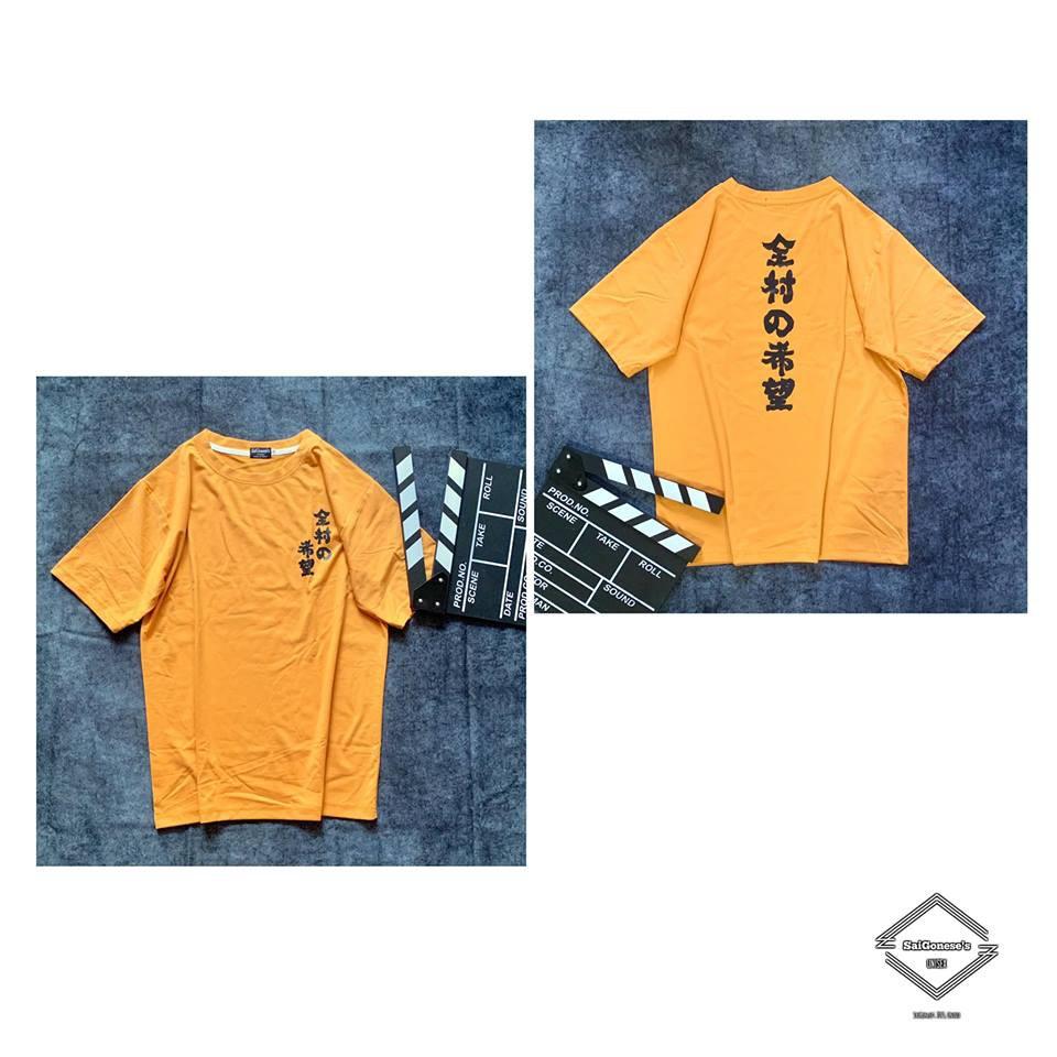 Áo Thun Cotton Nam Nữ Chữ Tàu Tay Lỡ Unisex
