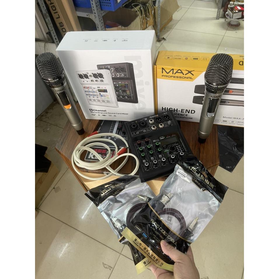 Combo thu âm karaoke livestream đỉnh cao Mixer G4 2022 và Micro Max 32 tặng kèm tai phone HP960 dây hoa sen, dây canon