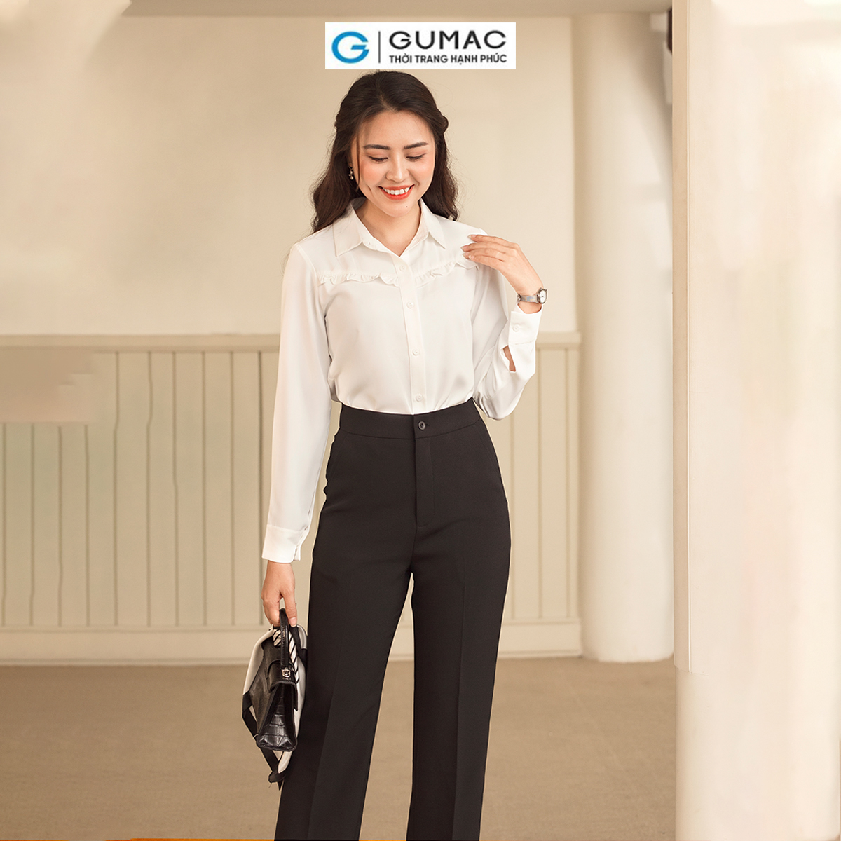 Quần ống đứng túi le mí công sở thanh lịch tôn dáng thời trang GUMAC QD06036