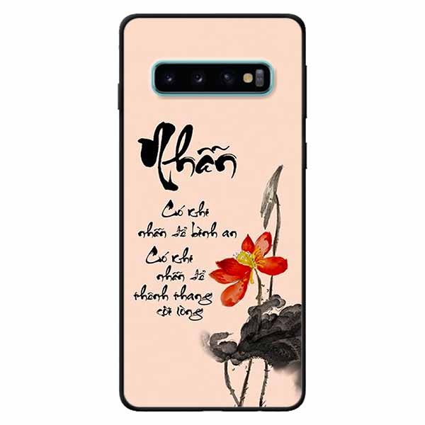 Ốp lưng in cho Samsung S10 Mẫu Thư Pháp Nhẫn Nền Hồng