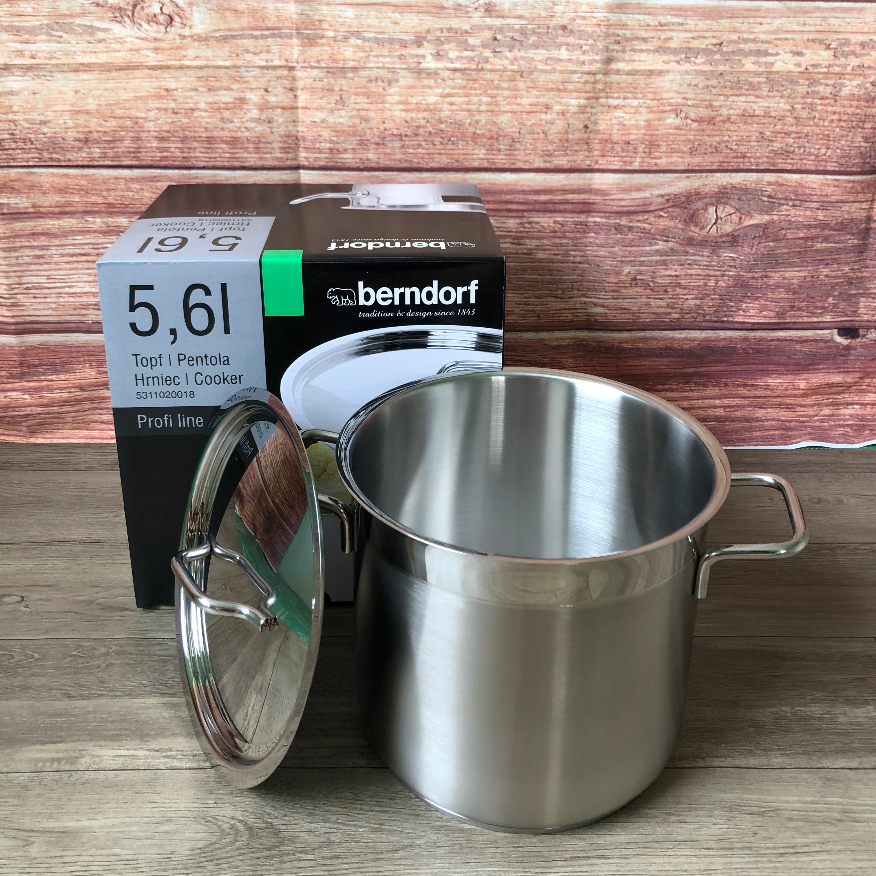 Soong Nồi Inox Cao Cấp Đáy 3 Lớp Thân Cao 2 Lớp Nắp Inox  20x18cm Dung Tích 5.6L Berndorf Sandrik - Stainless Steel Pot with Lid