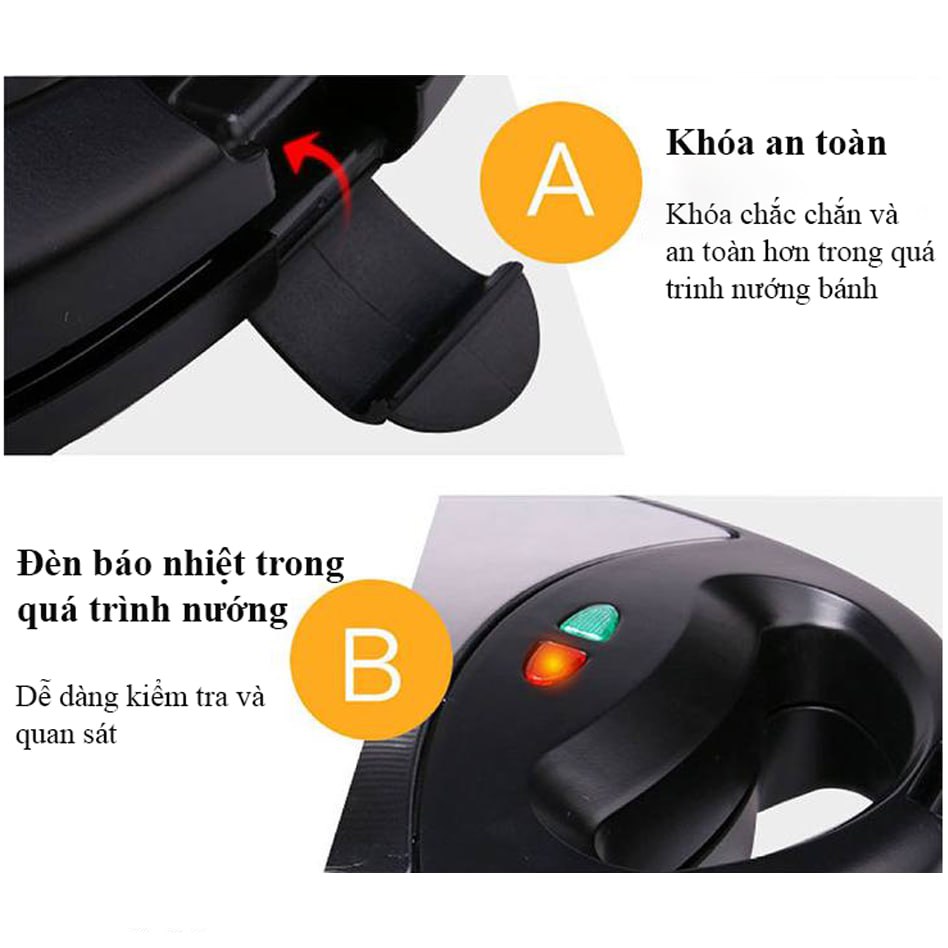 Máy kẹp nướng bánh mì 3 in 1 SOKANY chống dính cao cấp dễ dàng tháo lắp khay - SK302 - HÀNG CHÍNH HÃNG - DELIYA