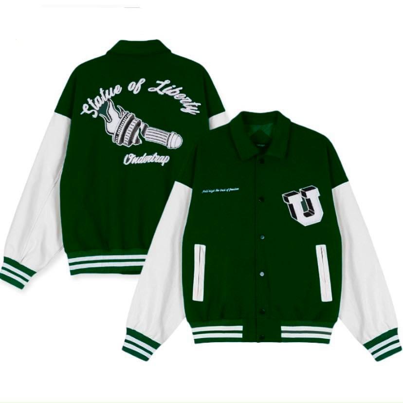 Áo Varsity Jacket UNDERTRAP LIBER ullzang - Áo Khoác Bomber phối bo Siêu Hot ( có form rộng XL ) - OCEAN.CLO