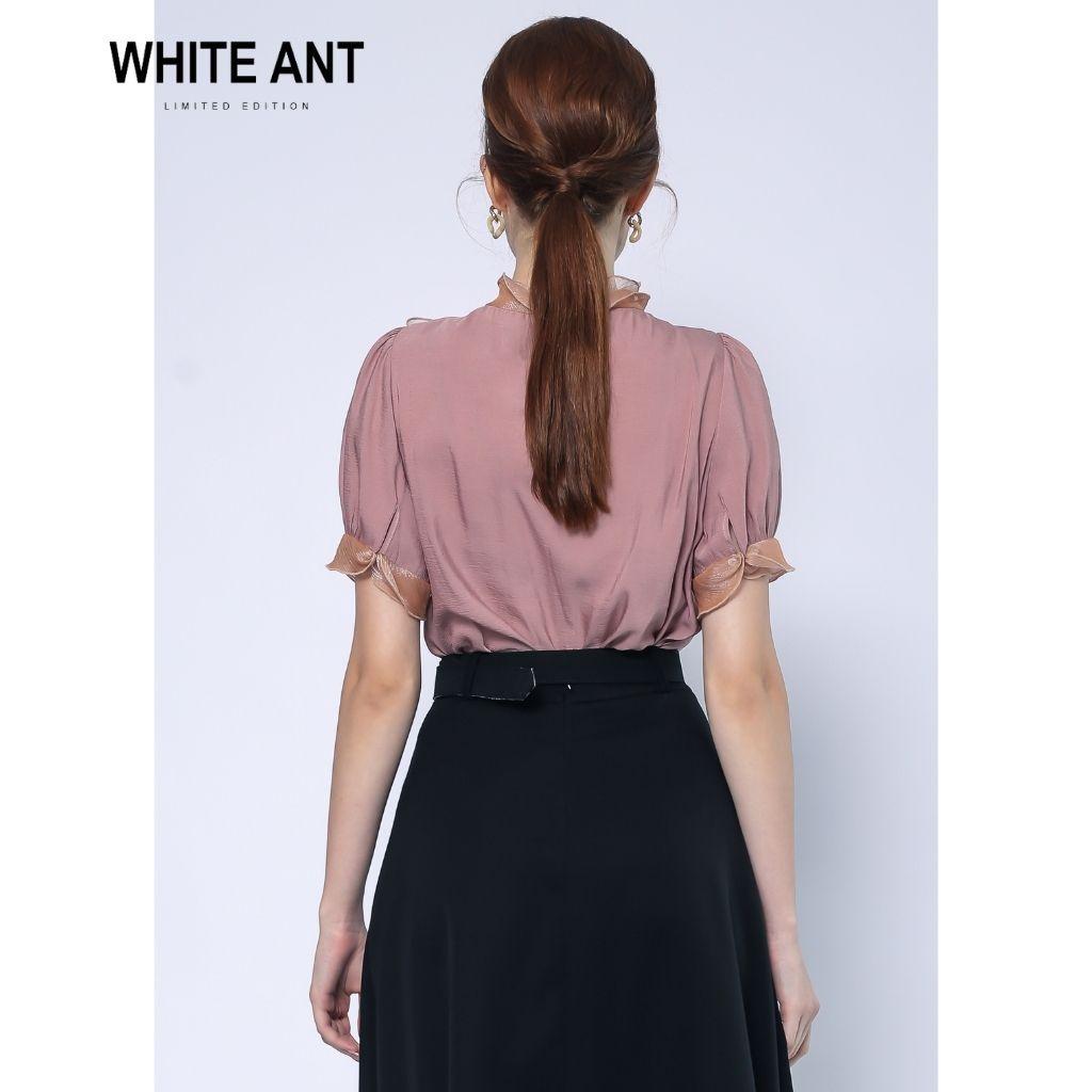 Áo Sơ Mi Cổ Nơ Tơ Organza Cao Cấp White Ant