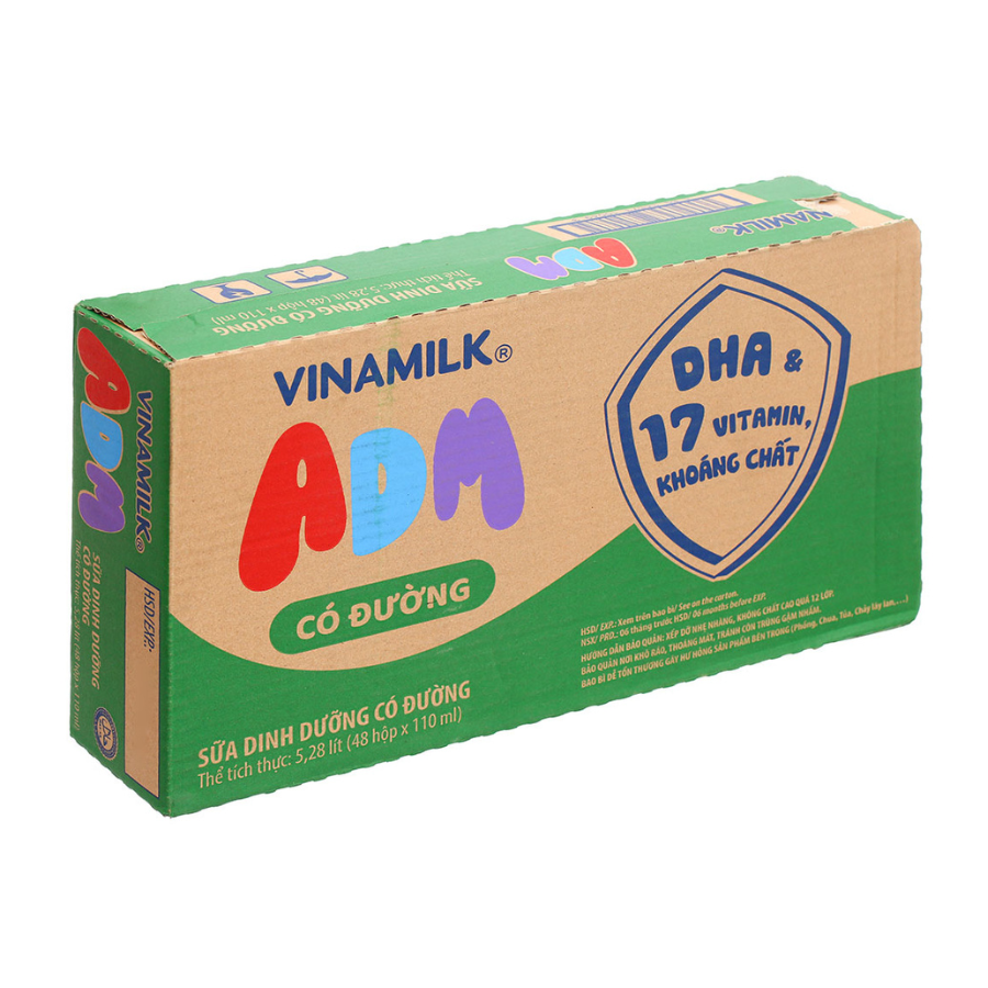 Thùng 48 Hộp Sữa dinh dưỡng Có đường Vinamilk ADM (110ml)