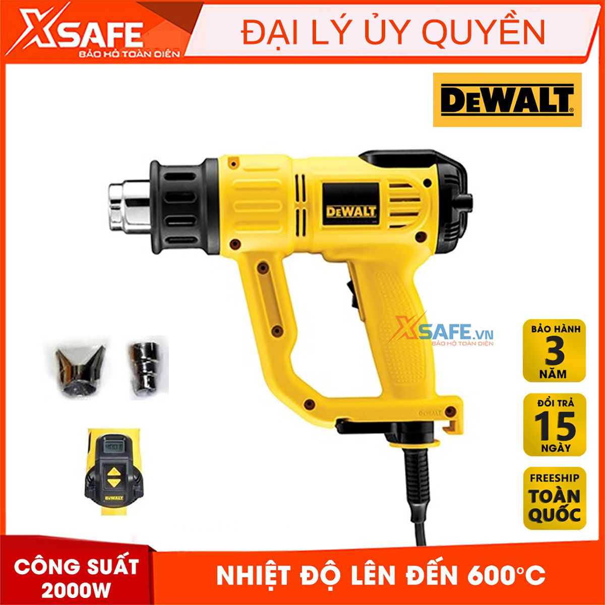 Máy khò nhiệt thổi hơi nóng Dewalt D26414-B1 có màn LCD - Chính hãng