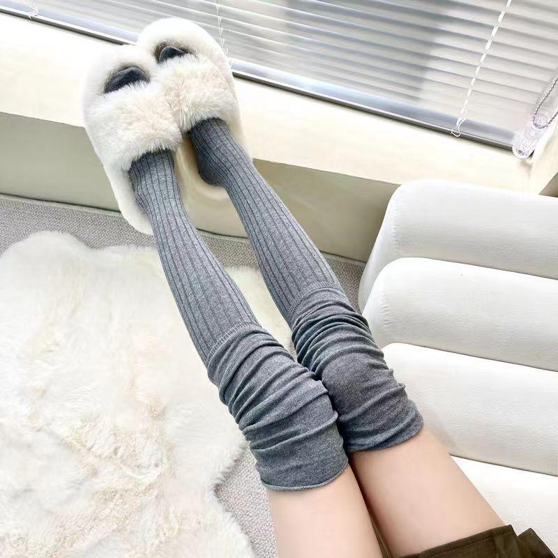 Tất đùi, TẤT DÀI QUA GỐI VIỀN NHÚN GÂN TĂM cao cổ JK, tất nhún đi boot, vớ đùi dài qua gối thời trang chất liệu cotton