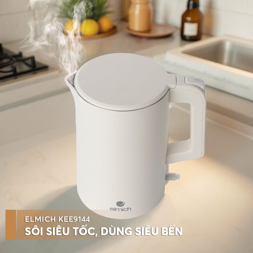 Ấm Đun Nước Siêu Tốc Elmich KEE9144 1.7L 1850W, Hàng Chính Hãng, Inox 304, Đun Sôi Nhanh 45s-JoyMall