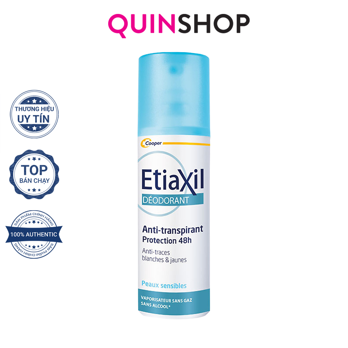 Xịt Khử Mùi Etiaxil Déodorant Anti-Transpirant 48h Anti-Traces Blanches & Jaunes 100ml