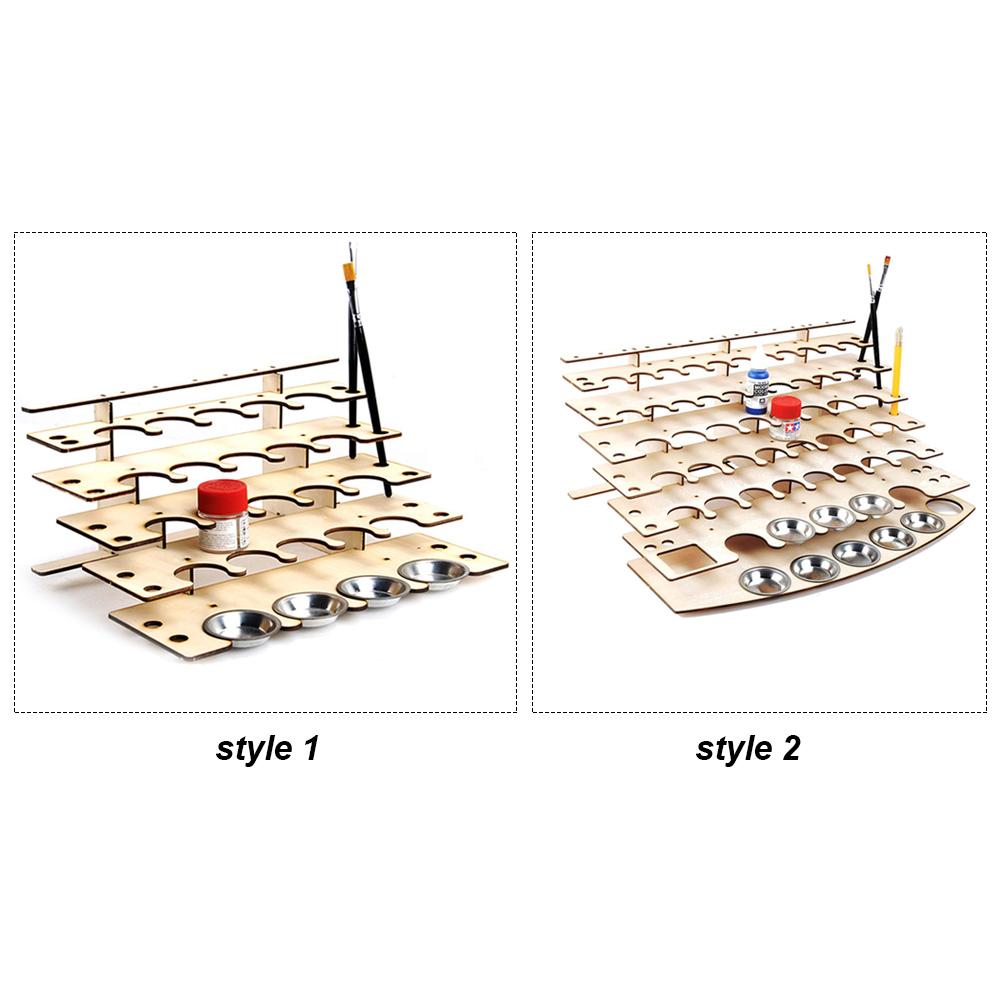 Giá đỡ sơn DIY bằng gỗ nhiều khe cắm cho các lọ sơn và cọ vẽ