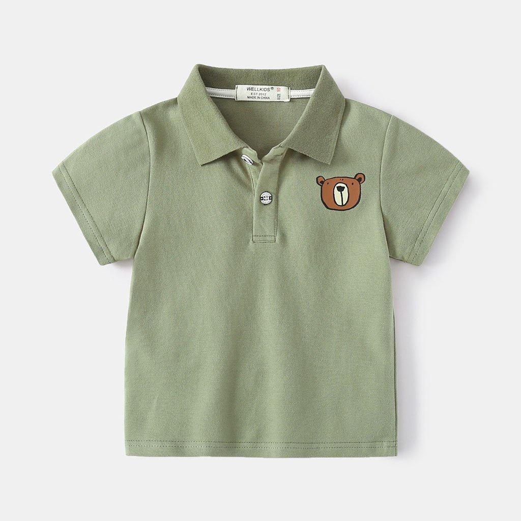 Áo Polo in hình gấu cho bé chất cotton SUMOKIDS, áo phông cộc tay bé trai có cổ họa tiết ngộ nghĩnh