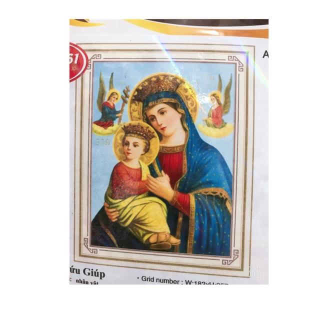 Tranh thêu chữ thập 3D 53579 MẸ HẰNG CỨU GIÚP kt 52x69 cm