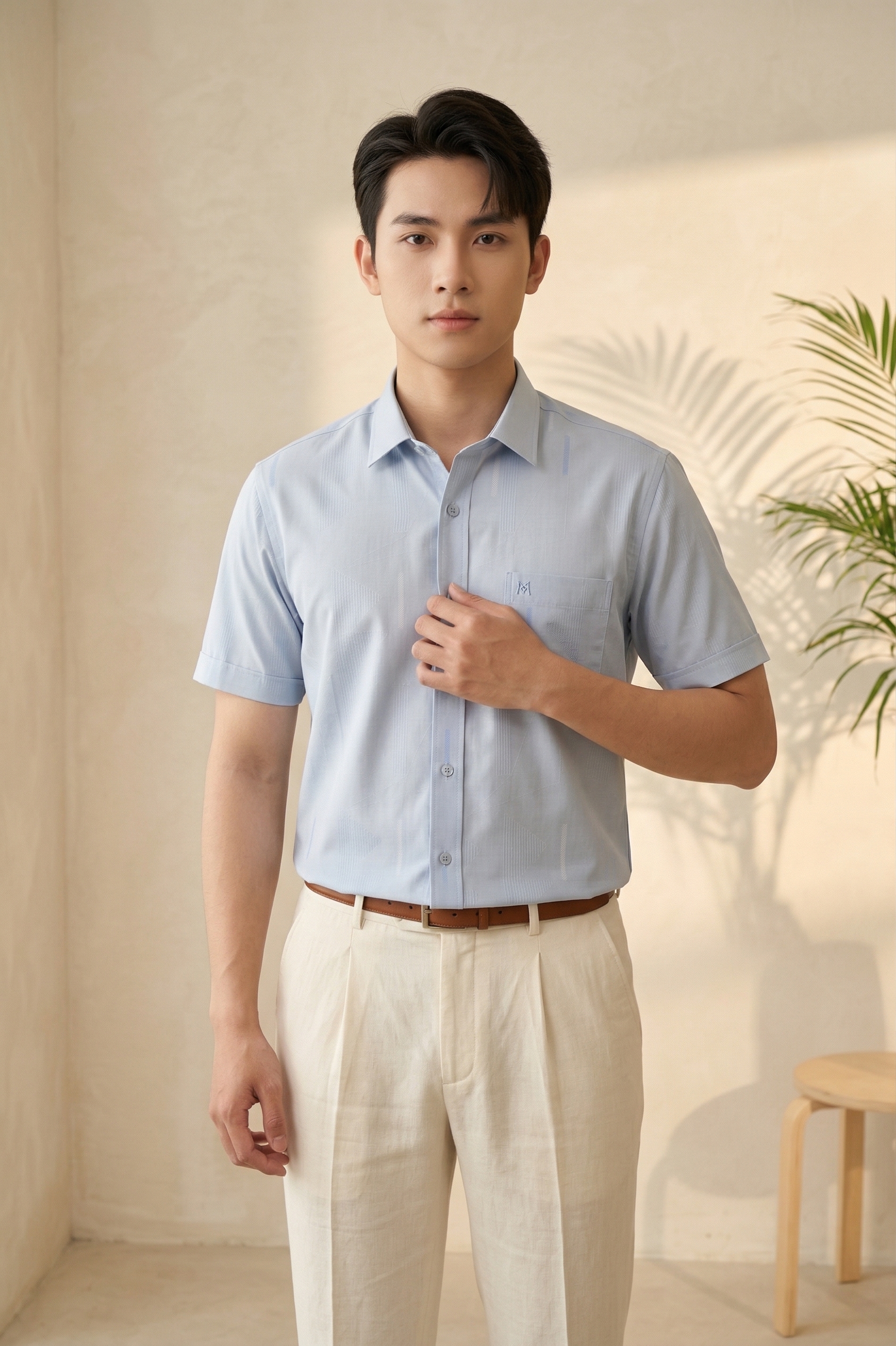 Áo sơ mi tay ngắn Khatoco Sale 374k ( giá tem 468k) size S