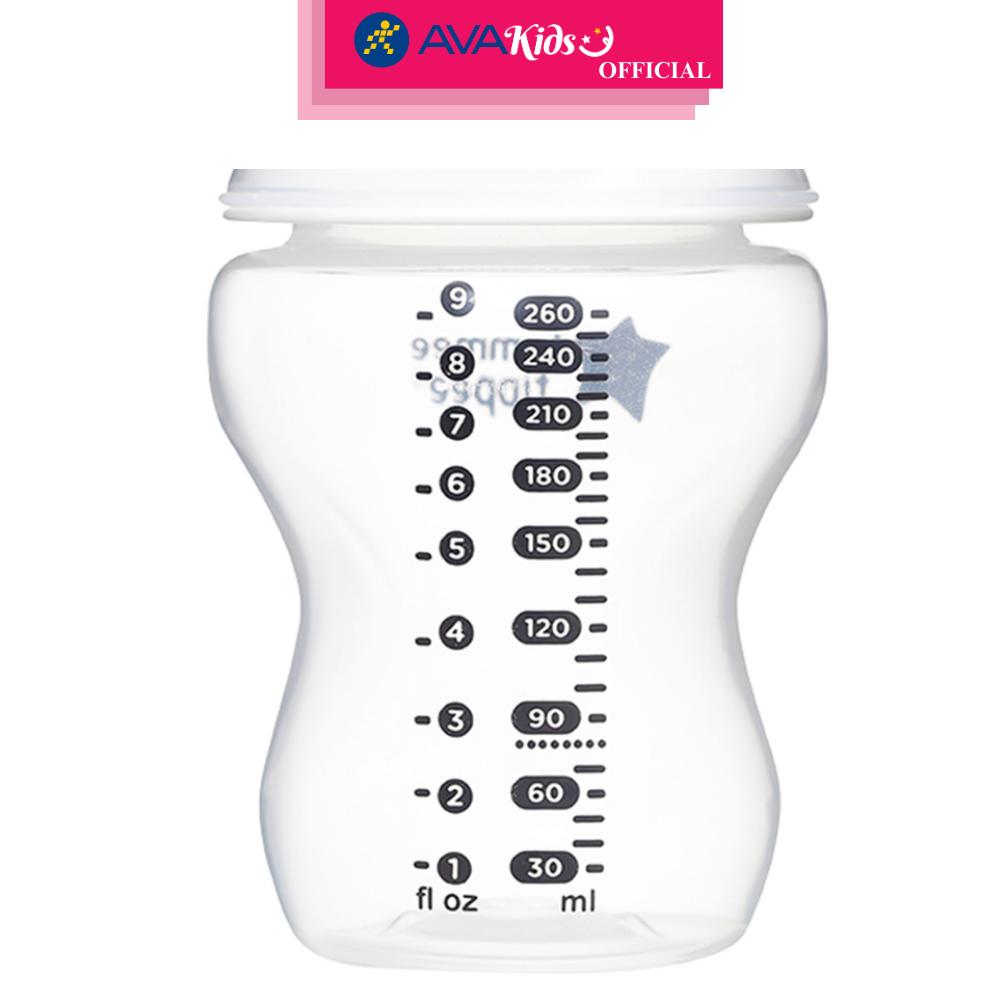 Bình sữa nhựa PP Tommee Tippee Natural Start 423905 cổ rộng 260 ml (3 - 6 tháng) - Hàng Chính Hãng