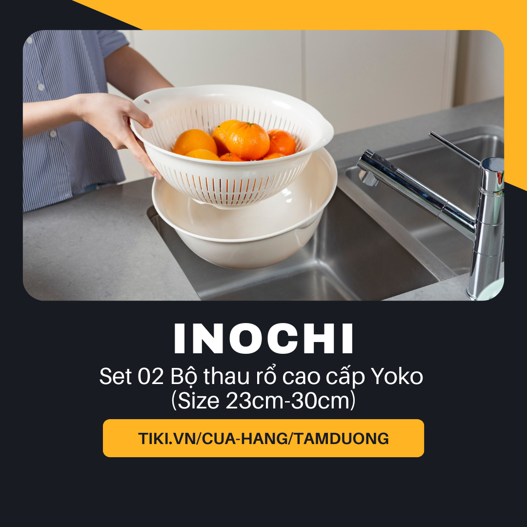 Set 02 Bộ thau rổ cao cấp Inochi Yoko (Size 23-30) - Công nghệ ion Ag+ giúp kháng khuẩn khử mùi