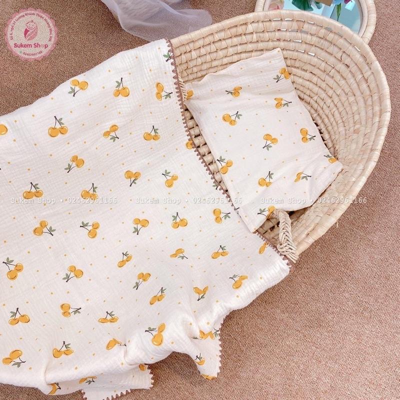 Vải xô muslin cao cấp 2 lơp quả chery mềm mịn thấm hút mồ hôi