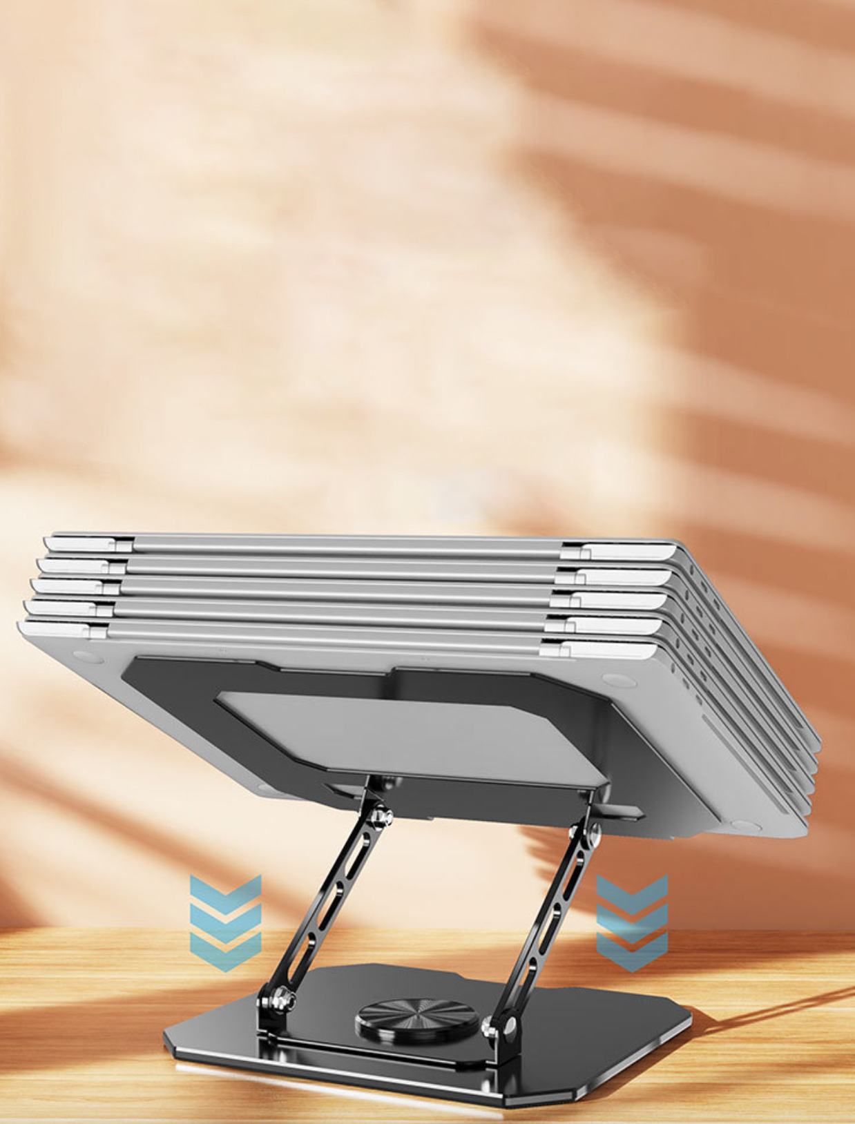 Kệ đỡ giá đỡ đế tản nhiệt cho laptop, máy tính hợp kim nhôm gấp gọn xoay 360 độ nhiều nấc độ cao K2 - Hàng chính hãng