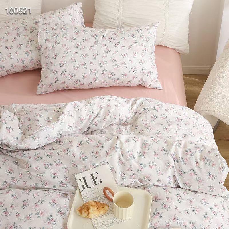 Set Cotton LiVing Hàng Nhập Khẩu Cao Cấp Hoa Nhí Hồng