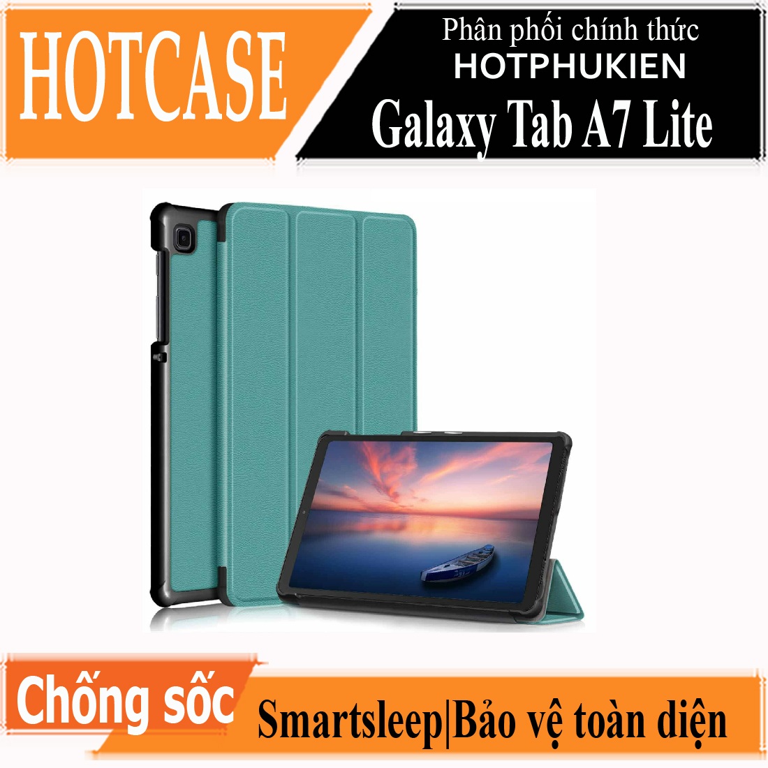 Case bao da chống sốc cho Samsung Galaxy Tab A7 Lite 2021 8.4 inch T220 / T225 hiệu HOTCASE thiết kế siêu mỏng hỗ trợ Smartsleep, gập nhiều tư thế, mặt da siêu mịn - hàng nhập khẩu
