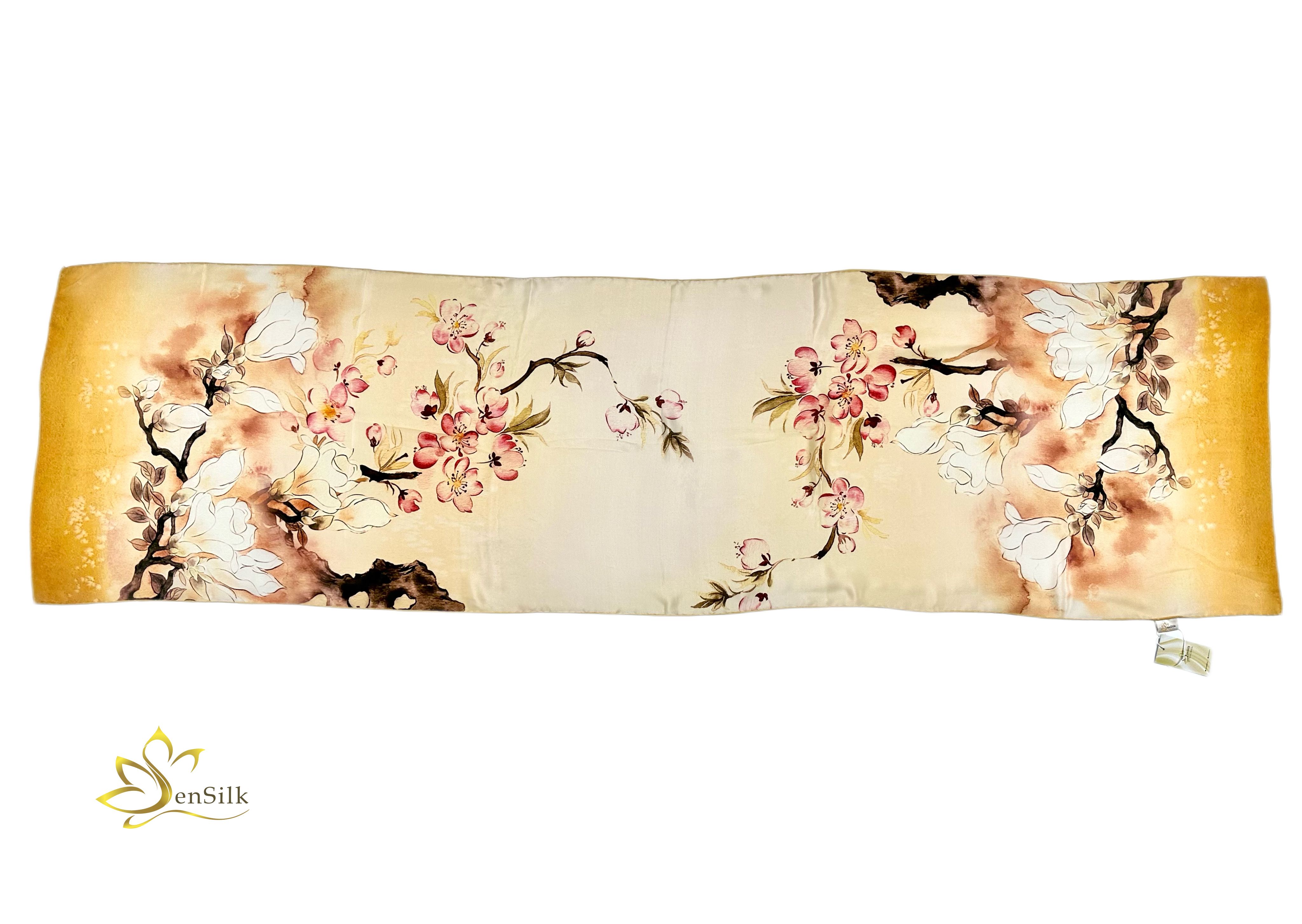 Khăn Lụa in SenSilk KLDI04 - Vietnam Gift - Lụa Tơ Tằm in Kỹ Thuật Số 180x55cm - Quà Tặng Doanh Nhân