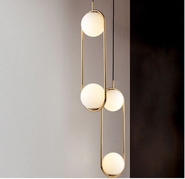 Đèn thả ZATEM chao thủy tinh địa cầu, khung mạ vàng hình Elip 2 đầu độc đáo - kèm bóng LED chuyên dụng .