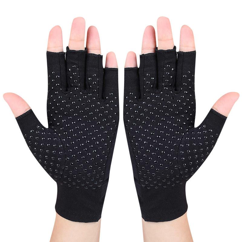 Ấm Áp Găng Tay Nửa Ngón Mitten Với Màn Hình Cảm Ứng Silicone Chống Trơn Trượt Găng Tay Nén Găng Tay Cho Xương Khớp Color: Black Size: L