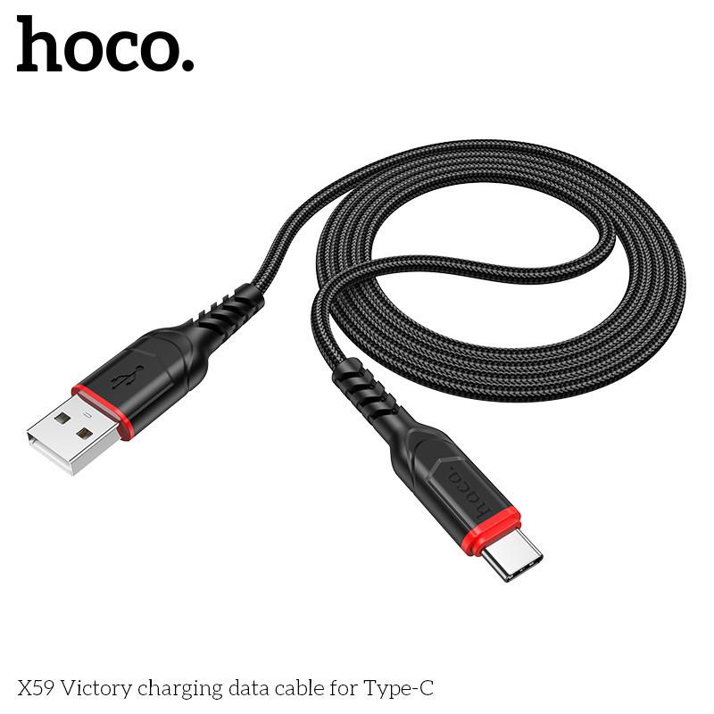 Dây cáp sạc Type C Hoco X59, dây sạc bọc dù chống gập các dòng điện thoại hàng chính hãng Android 