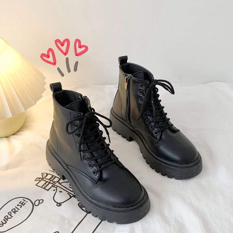 Giầy boot nữ khóa ngang chất da hottrend