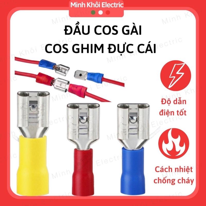 Combo 100c Đầu Cos Gài, cos ghim đực cái,cốt ghim dẹp đực cái, đầu cosse cắm đực cái