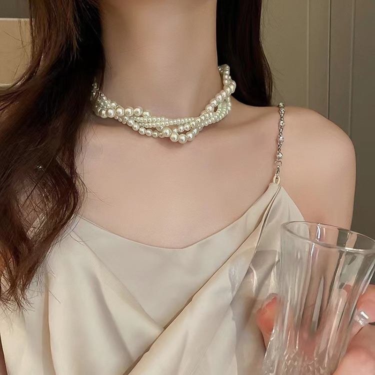 Dây chuyền vòng cổ ngọc trai nhiều lớp sang chảnh khí chất tiểu thư Hàn Quốc