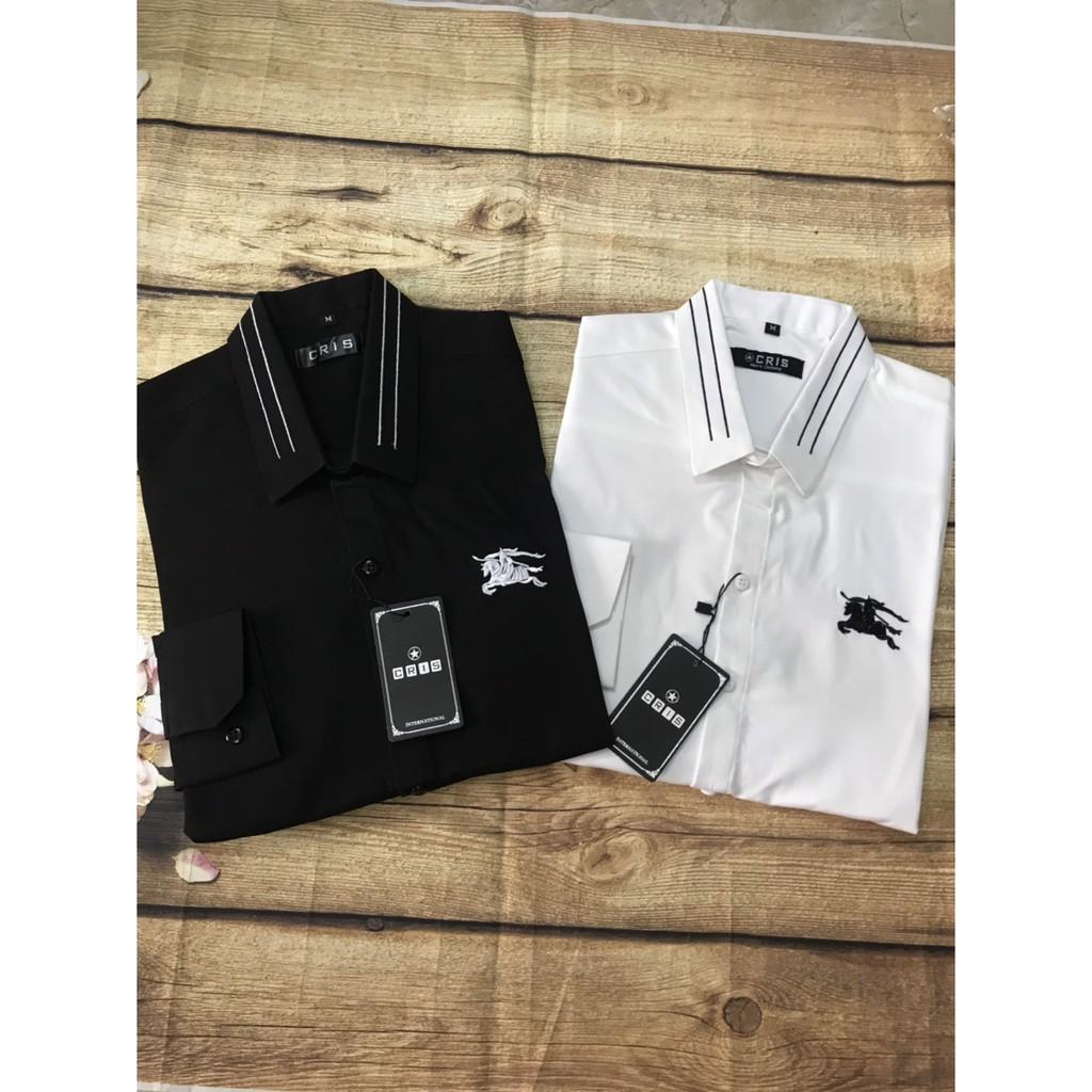 Áo Sơ Mi Nam Thêu Họa Tiết 2 Màu Trắng Đen - Aru Shop