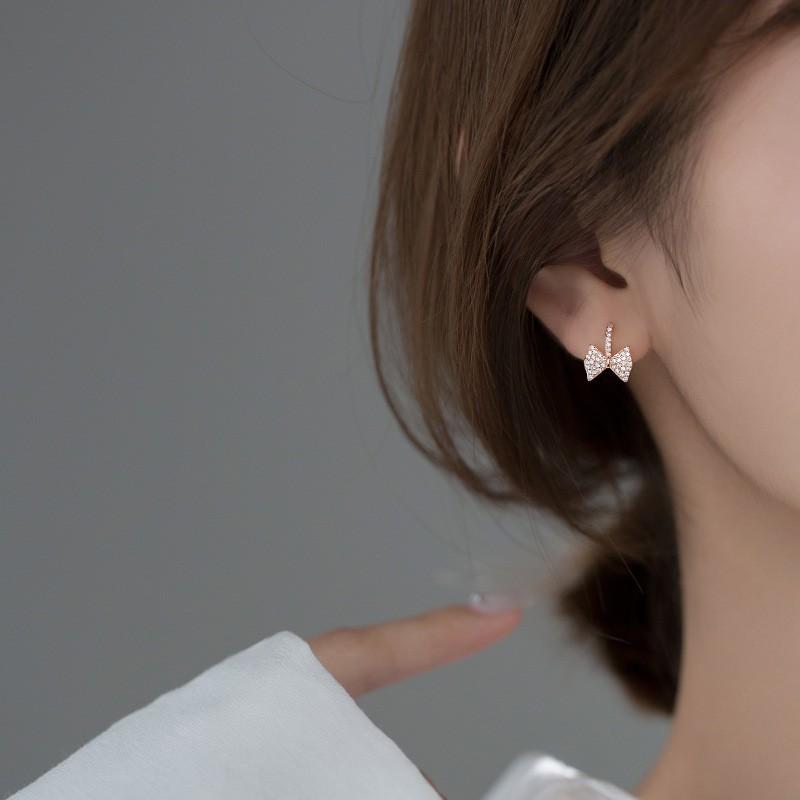 Khuyên tai bạc Ý s925 cánh bướm hồng xinh G7595 - AROCH Jewelry